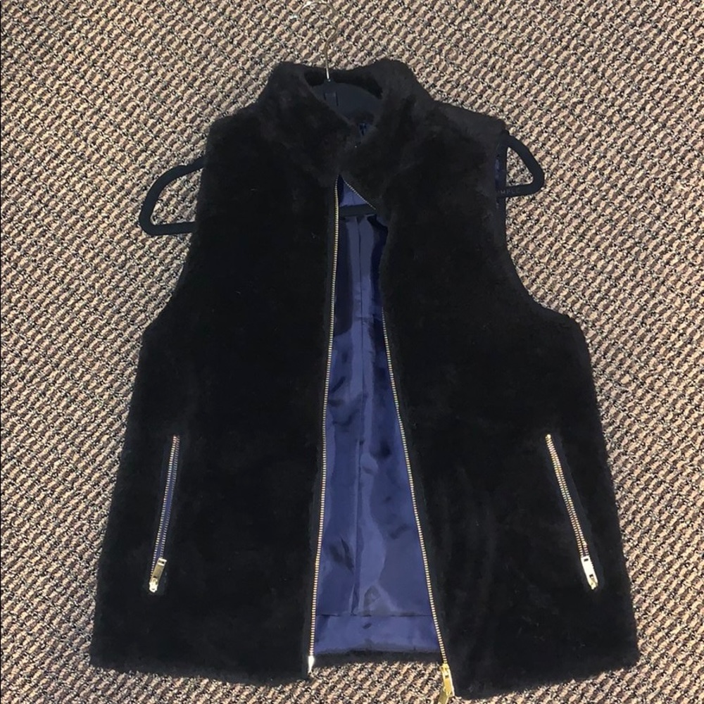 J. Crew Black Faux Fur Vest